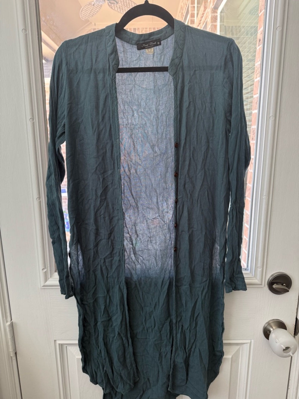 Final Touch Teal Green Lightweight Cardigan